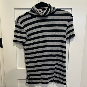 Philosophy Striped Short Sleeve Turtleneck